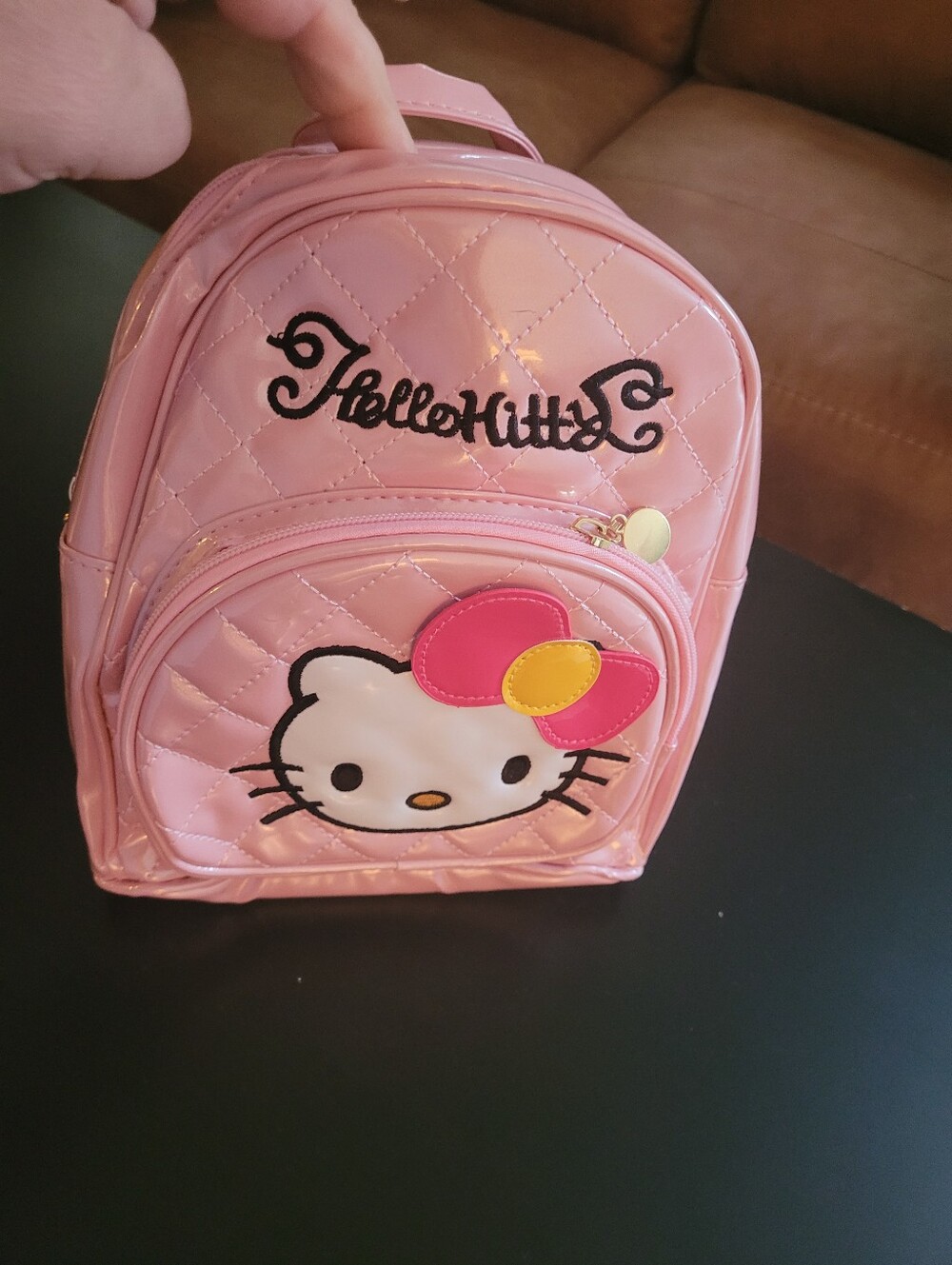 Hello Kitty Pink Quilted Mini Backpack with Character Front